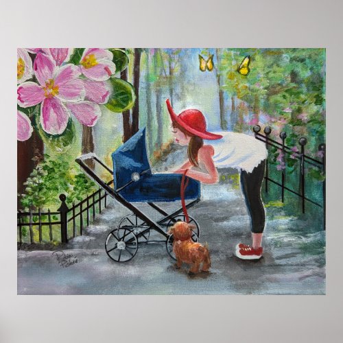 Mom and baby A walk in the park Poster