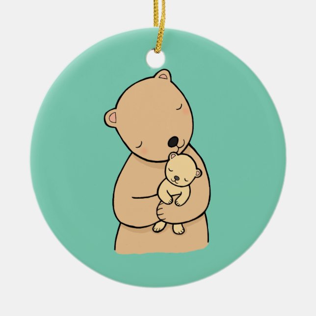 Mom and Baby Bear Custom Personalized Ornament (Front)