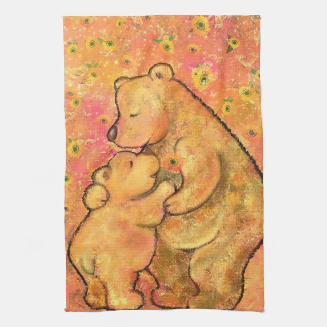 Mom and Baby Bear - Mother's Day - Hug Kitchen Towel (Vertical)