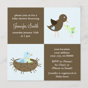 Mom and Baby Bird Baby Shower Invitation