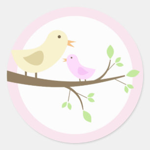 Mom and Baby Bird Classic Round Sticker