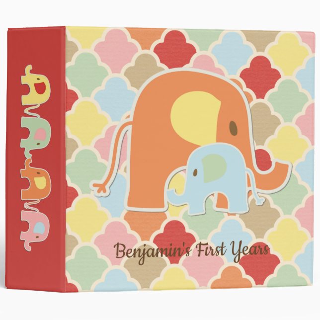 Mom and Baby Boy Elephant Photo Binder (Front/Spine)