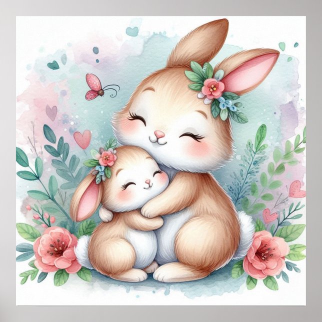Mom and Baby Bunny Poster (Front)