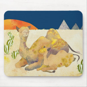 Mom and Baby Camels in Egypt Mouse Pad