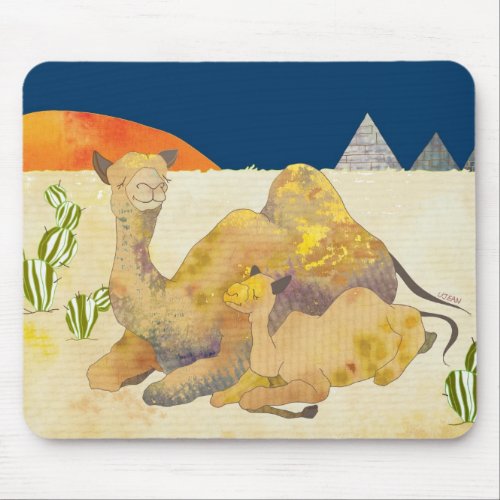 Mom and Baby Camels in Egypt Mouse Pad