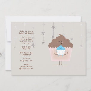 Mom and Baby Cupcake Baby Shower Invitation