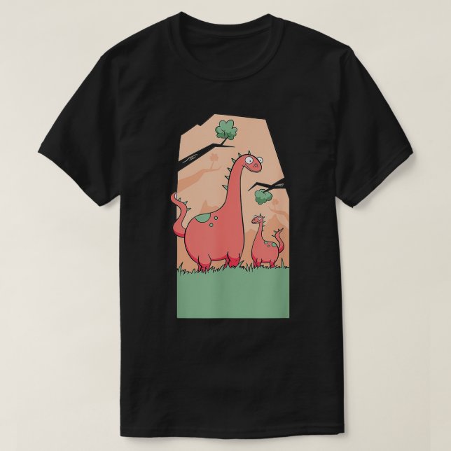 Mom And Baby Dinosaur Family Cute  T-Shirt (Design Front)
