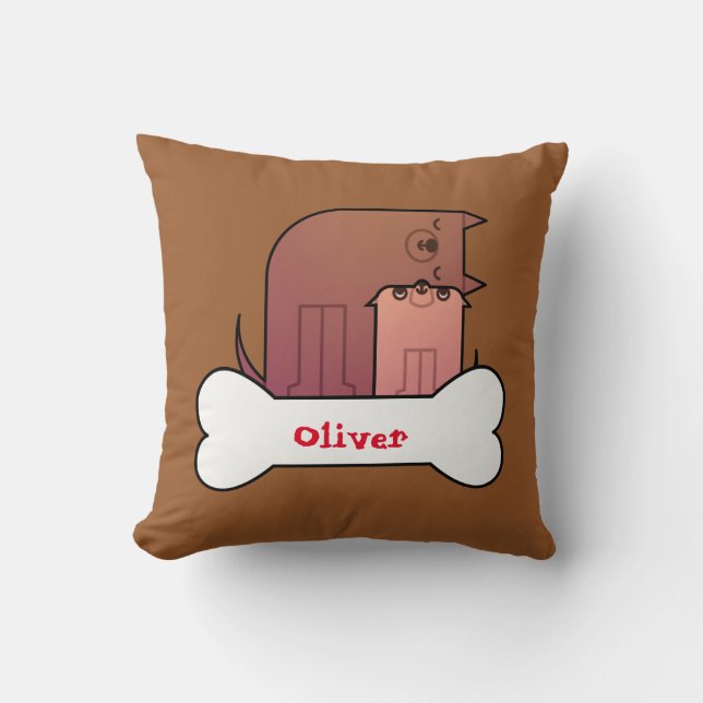 Mom And Baby Dog Throw Pillow (Front)