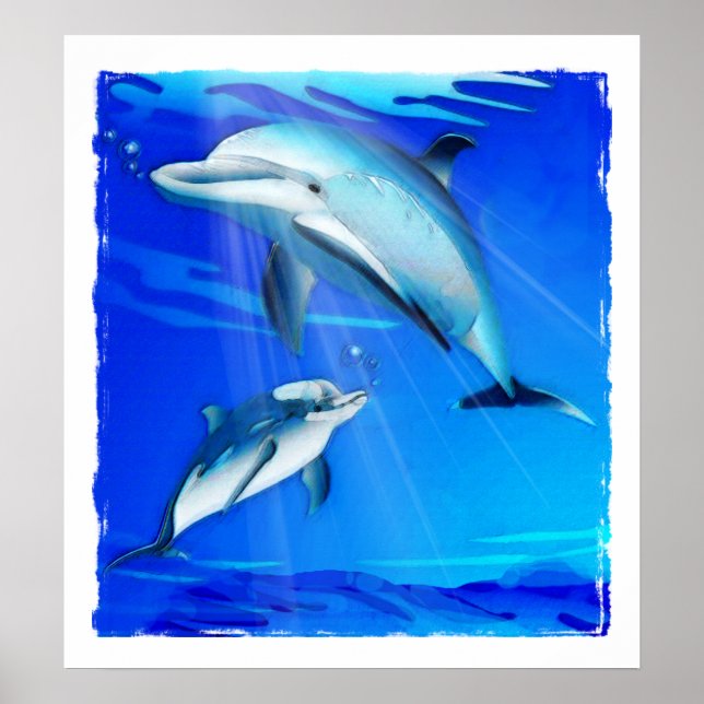 Mom and Baby Dolphin Poster (Front)