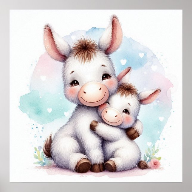 Mom and Baby Donkey Poster (Front)