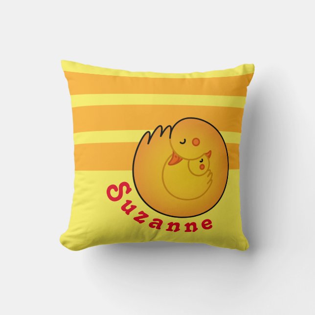 Mom And Baby Ducks Throw Pillow (Front)