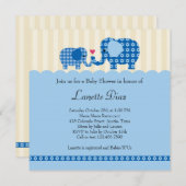 Mom and Baby Elephant Baby Boy Shower Invitation (Front/Back)