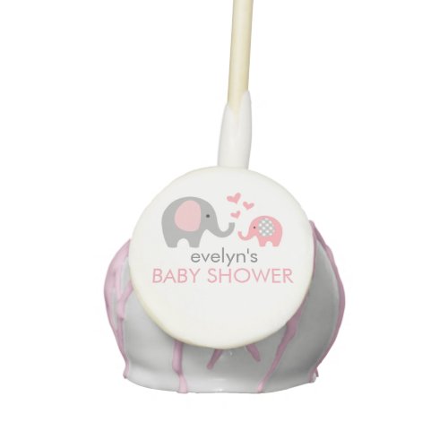 Mom and Baby Elephant Baby Shower Cake Pops Pink