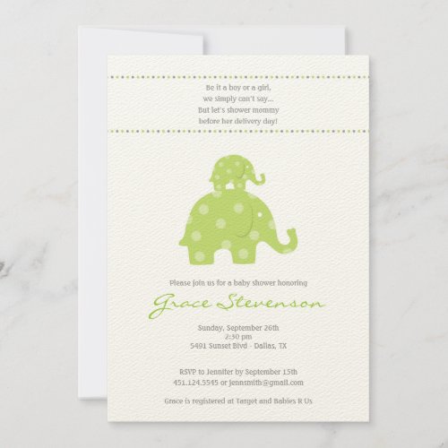 Mom and Baby Elephant Baby Shower Invitation