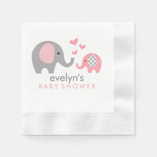 Mom And Baby Elephant Baby Shower Napkins Pink Zazzle Com