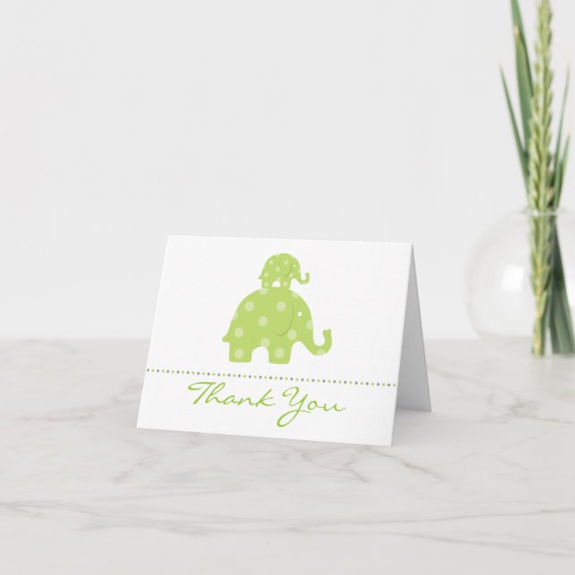 Mom and Baby Elephant Folded Thank You Card (Front)