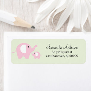 Mom and Baby Elephant Return Address Labels