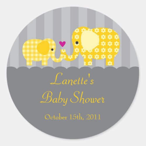 Mom and Baby Elephant Unisex Favor Sticker