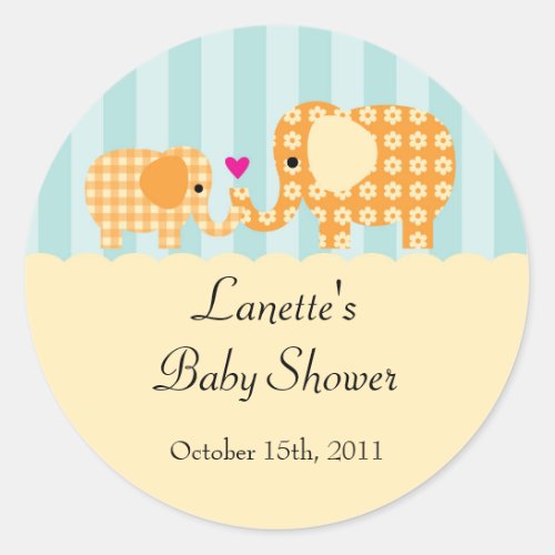 Mom and Baby Elephant Unisex Favor Sticker