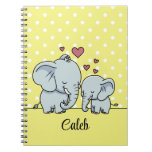 Mom And Baby Elephants Personalized Yellow Notebook