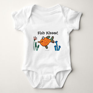 Mom and Baby Fish Kisses Baby Bodysuit