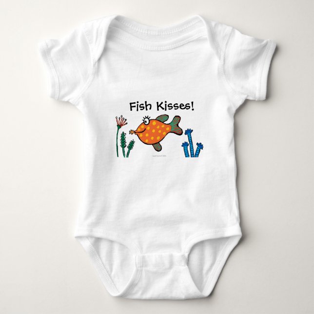 Mom and Baby Fish Kisses Baby Bodysuit (Front)