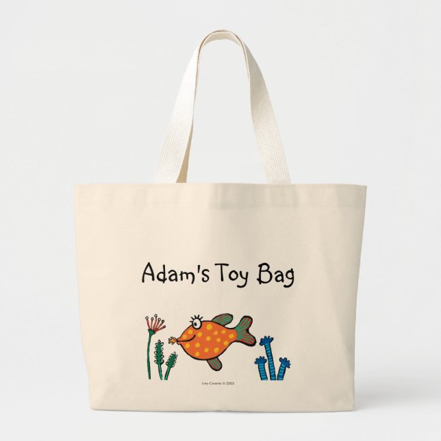 Mom and Baby Fish Kisses Large Tote Bag (Front)