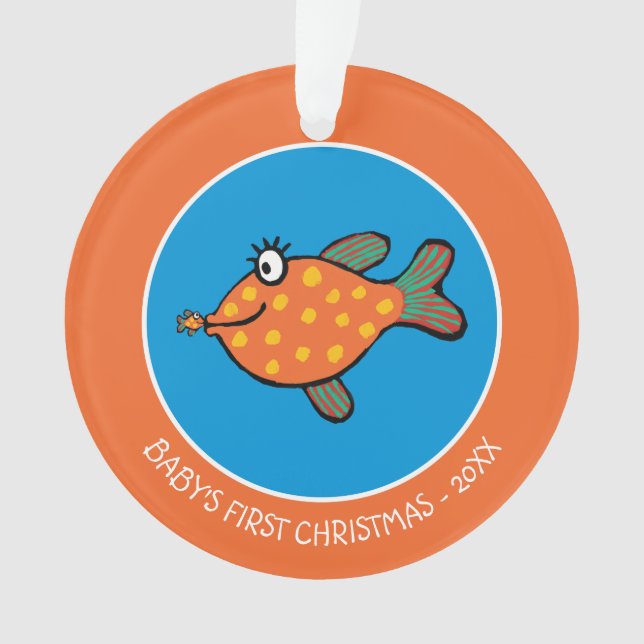 Mom and Baby Fish Kisses Ornament (Front)