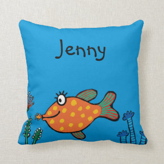 Mom and Baby Fish Kisses Throw Pillow