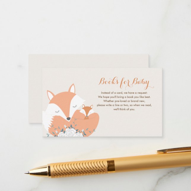 Mom and Baby Fox Baby Shower Enclosure Card (Front/Back In Situ)