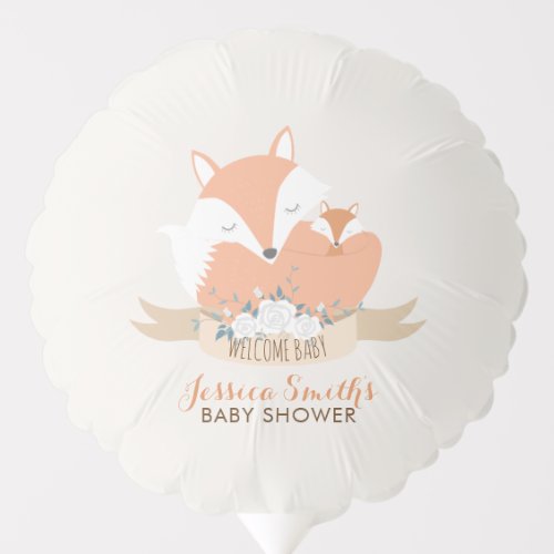 Mom and Baby Fox Baby Shower Personalized Balloon