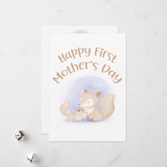 Mom and baby foxes – happy first mother’s day card (Front/Back In Situ)