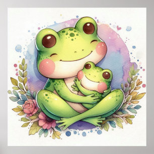 Mom and Baby Frog Poster