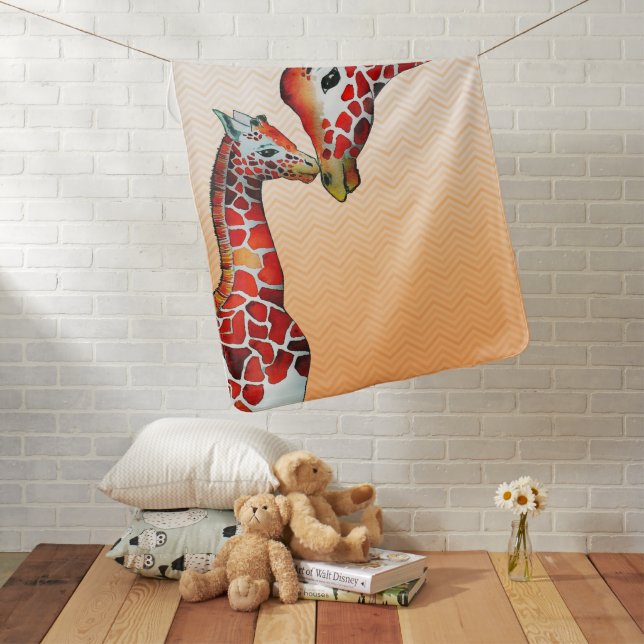 Mom and Baby Giraffe Baby Blanket (In Situ)