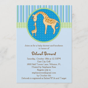 Mom and Baby Giraffe Baby Boy Shower Invitation