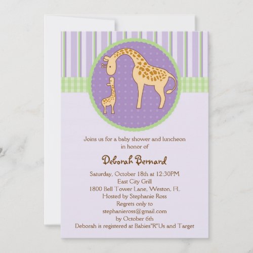 Mom and Baby Giraffe Baby Shower Invitation