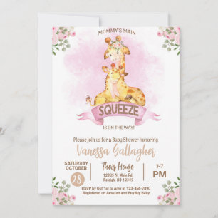 Mom and baby giraffe baby shower invitation. invitation