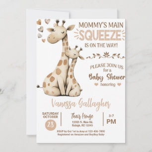 Mom and baby giraffe baby shower invitation. invitation