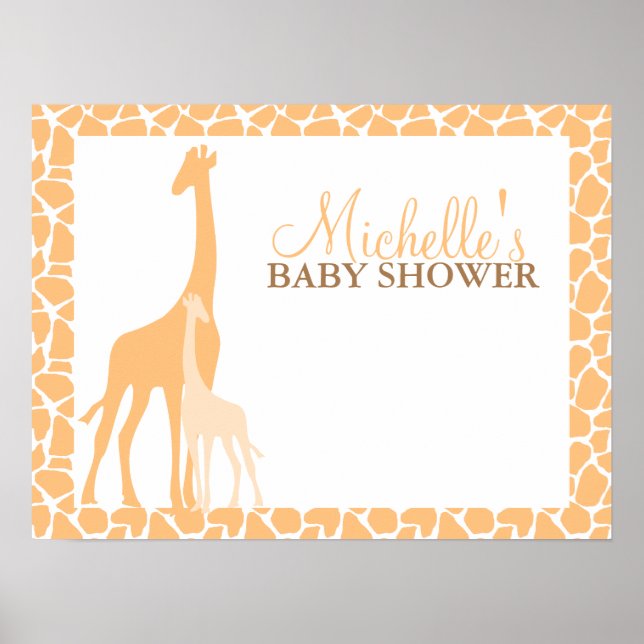 Mom and Baby Giraffe Baby Shower Welcome Sign (Front)