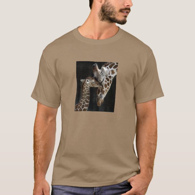 Mom and Baby Giraffe Cuddle T-Shirt (Front)