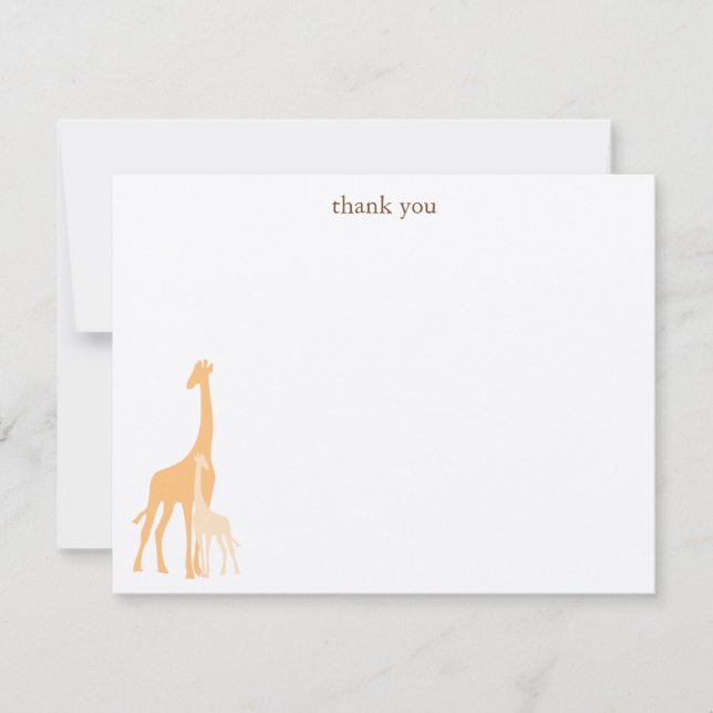 Mom and Baby Giraffe Flat Thank You Cards (Front)