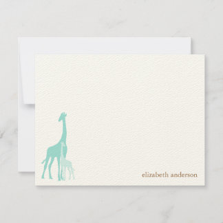 Mom and Baby Giraffe Flat Thank You Cards