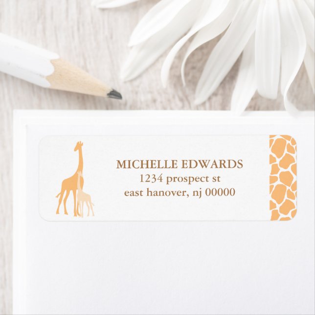 Mom and Baby Giraffe Return Address Labels (Insitu)