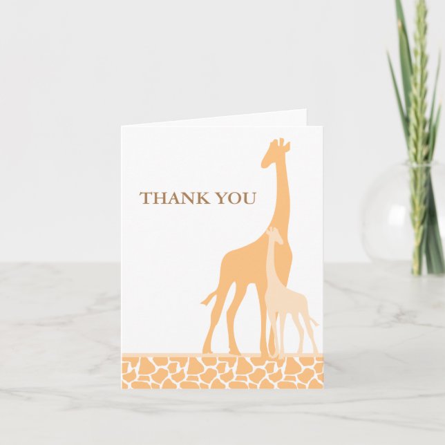 Mom and Baby Giraffe Thank You Cards (Front)