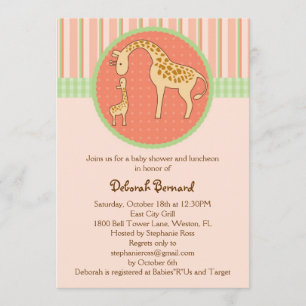 Mom and Baby Giraffe Unisex Baby Shower Invitation