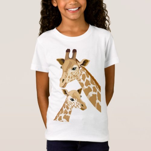 Mom and Baby Giraffes Kids T Shirts