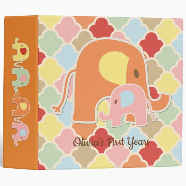 Mom and Baby Girl Elephant Photo Binder (Front/Spine)