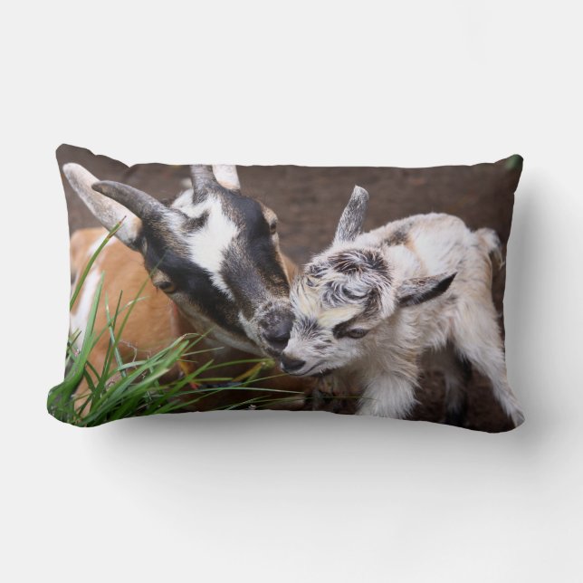 Mom and Baby Goat Lumbar Pillow (Front)