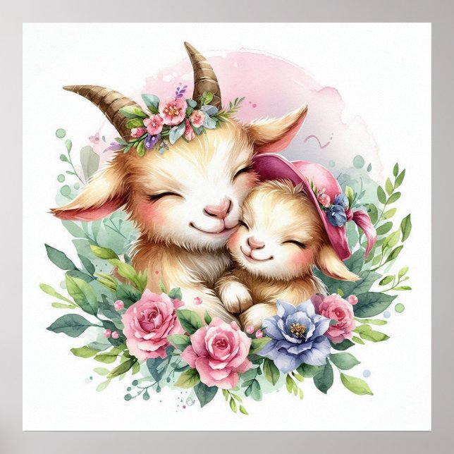 Mom and Baby Goat Poster (Front)