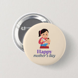 Mom and baby, happy mother's day button